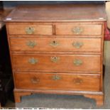 A George III mahogany bachelors chest of drawers raised on bracket supports, 80cm by 47cm by 78cm