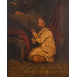 After Thomas Lawrence, child praying, oil on board, 50cm by 41.5cm