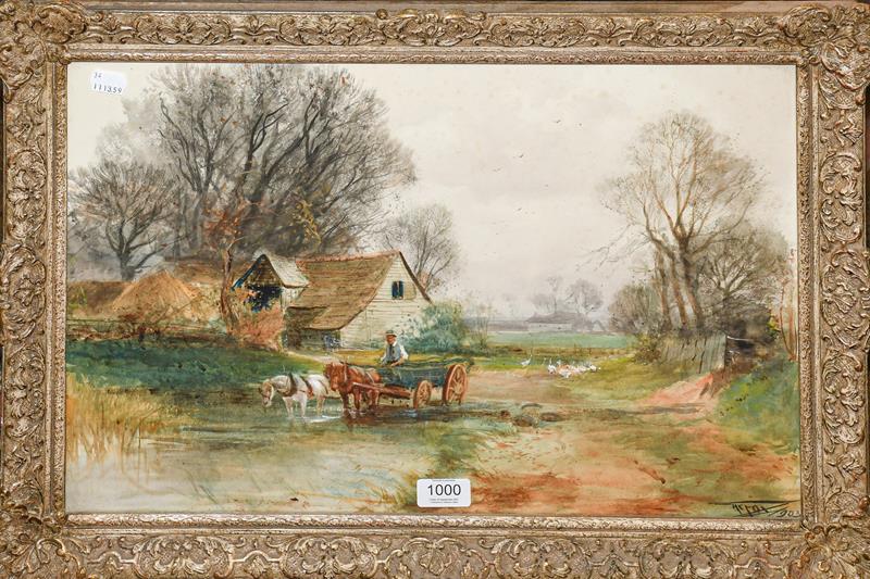 Henry Charles Fox RPA (1855-1929) Watering the horses in the farmyard, signed and dated 1903,