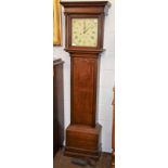 An oak eight day longcase clock, early 19th century, 12'' square painted dial, signed Joshua Shaw,