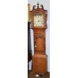 An oak and mahogany inlaid thirty-hour longcase clock, painted dial signed Thos, Turnbull, Whitby,