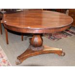 A Regency rosewood circular breakfast table, 117cm diameter by 72cm high