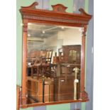 A large Edwardian mahogany overmantle mirror, 132cm by 160cm