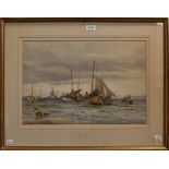 Thomas Bush Hardy (1842-1897) ''Landing fish at Scarborough'', signed, inscribed and dated 1887,