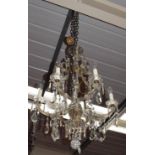 A Venetian style six-light lustre drop chandelier, the drop approximately 95cm
