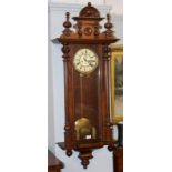 A walnut veneered striking Vienna type wall clock, dial initialled GB for Gustav Becker, circa.