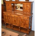 A 20th century walnut mirrored sideboard, 155cm by 50cm by 165cm