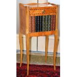 A late 19th century mahogany and herringbone inlaid night stand, the single drawer above sham book