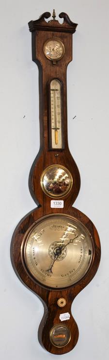 A 19th century Victorian rosewood wheel barometer, 94cm high