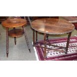 A 1920's oak gateleg table with lunette carved frieze, 90cm by 92cm (open) by 63cm, together with