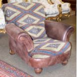 A Chiro armchair with tabriz and hide upholstery, with original receipt from Ice Interiors