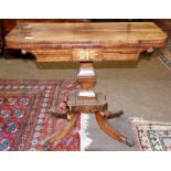 A Regency brass inlaid rosewood foldover card table, 92cm by 46cm by 71cm