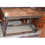 A 17th century and later oak side table, formerly a gateleg table (alterations), 125cm by 54cm by