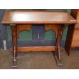 A 20th century pine table, 99cm by 50cm by 77cm, together with a similar open bookcase (2)