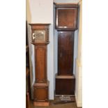 An Art Deco oak chiming small longcase clock, together with an early 19th century oak longcase clock