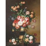 A large contemporary still life in the 19th century style, oil on canvas, 121cm by 91cm