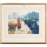 Alexander Creswell, 'The Quayside, St Vaast, Normandy' signed watercolour, 27cm by 37cm, together