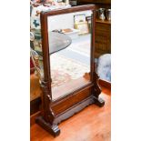 A Chinese hardwood table screen converted to a mirror, 47cm by 72cm Crack to the top and the left-