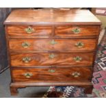 A George III mahogany four-height chest of drawers raised on bracket feet, 87cm by 48cm by 82cm