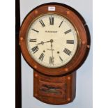 A Victorian mahogany drop dial wall clock, signed R. Robson, Thirsk