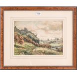 John Hamilton Glass (1890-1925) A view of Edinburgh Castle and City, signed watercolour, 24cm by