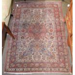 Nejafabad rug, the mushroom field of vines around a medallion framed by palmettes and vine