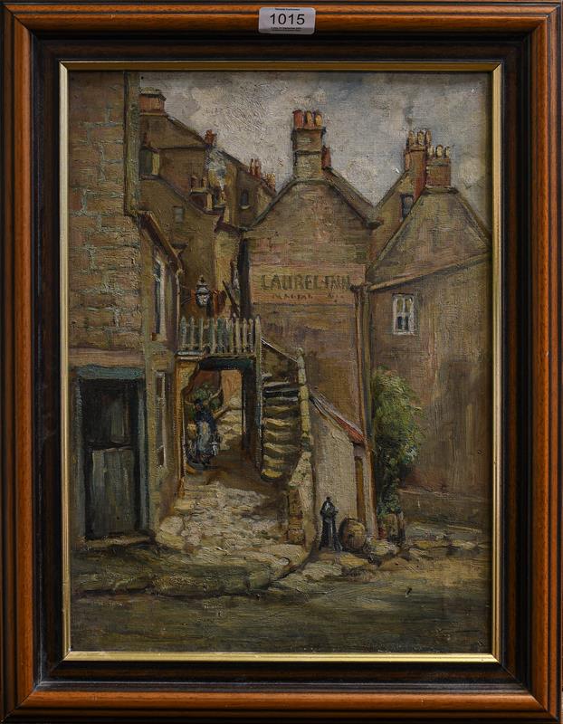 Circle of the Staithes Group (late 19th century) Laurel Inn, Robin Hood's Bay, unsigned oil on