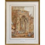 Attributed to Samuel Prout (1783-1852) Rouen Cathedral, monogrammed watercolour, 45.5cm by 32cm