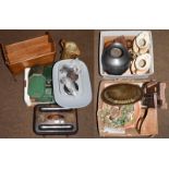 A group of decorative items including an Oriental hardstone model of a tree, Victorian vases, desk