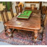A Victorian mahogany extending dining table with three leaves, 300cm by 127cm (open) by 73cm .