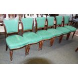 A set of five Victorian mahogany upholstered side chairs stamped Gillows, together with a similar