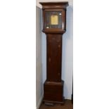 An 18th century oak longcase clock case with a longcase clock eight day movement, together with a