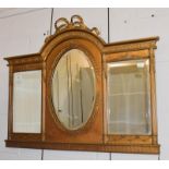 A 19th century gilt framed sectional mirror with ribbon tied surmount