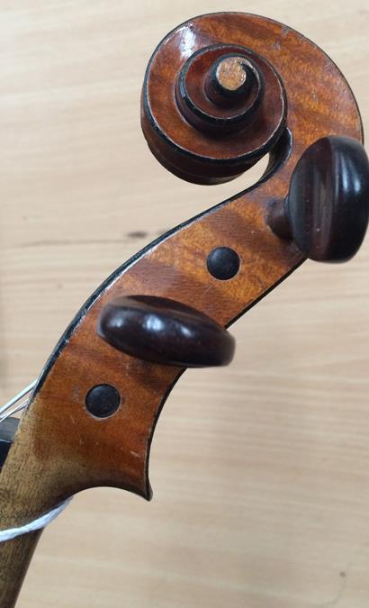 Violin 14 1/8'' two piece back, ebony fingerboard, with label 'Ch. J. B. Collin-Mezin Luthier a - Image 3 of 5