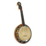George Formby Banjolele no.D/2025, with 7 3/4'' head, with facsimile signature and indistinct