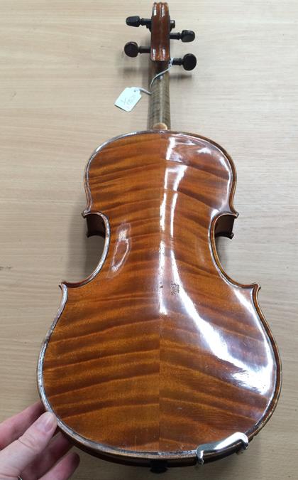 Violin 14 1/8'' two piece back, ebony fingerboard, with label 'Ch. J. B. Collin-Mezin Luthier a - Image 4 of 5