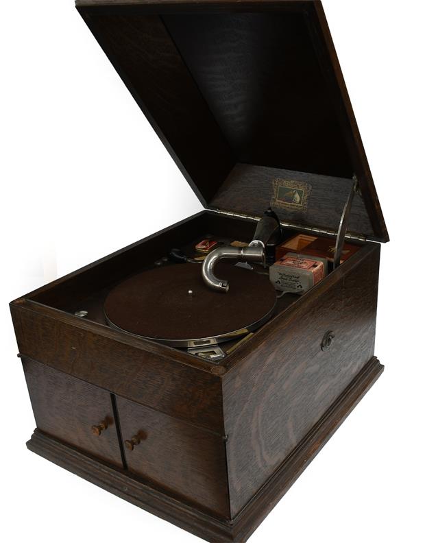 An HMV Model 110 Table Grand Gramophone, With No. 2 soundbox, in carton, gooseneck tonearm, speed - Image 2 of 2