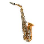 Alto Saxophone By Salem silver coloured keys, lacquered body, with mouthpiece (cased)