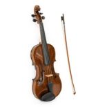 Violin 14 1/8'' one piece back, baroque style fingerboard and tailpiece, labelled 'Johann