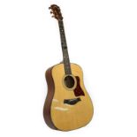 Taylor Acoustic Guitar Model 310 no.20000105012, red pearloid scratchplate, ebony fingerboard and