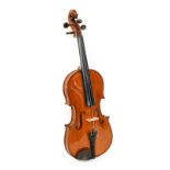 Violin 14 1/4'' two piece back, ebony fingerboard and tailpiece, labelled 'Copie de Benoist