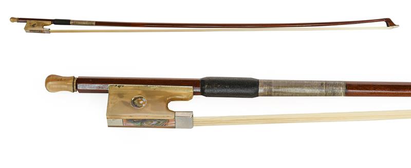 Violin Bow stamped 'J S LaPierre' length excluding button 731mm