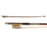 Violin Bow stamped 'J S LaPierre' length excluding button 731mm