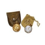 An 18 carat gold open faced pocket watch and another 14 carat open faced pocket watch
