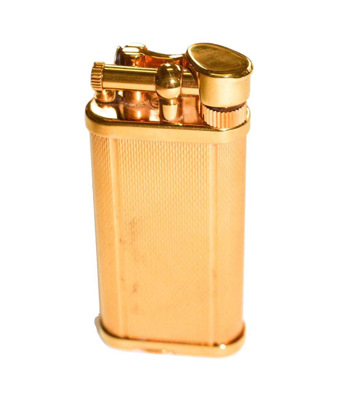 A Dunhill gold plated lighter with engine turned engraving and in fitted box - Image 2 of 2
