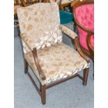 A mahogany framed Gainsborough style armchair