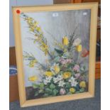 20th century English school, still life of flowers, monogrammed watercolour, 70cm by 52cm;