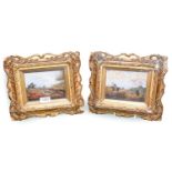 A pair of late 19th century English School hunting views, oil on card? (not examined out of