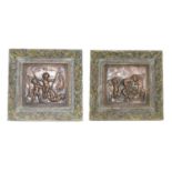 After Jean Baptiste Germain, a pair of copper relief plaques depicting putti, 21cm by 22.5cm (2)