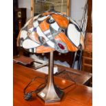 A Tiffany style table lamp, the shade embellished with cabouchons, 59cm